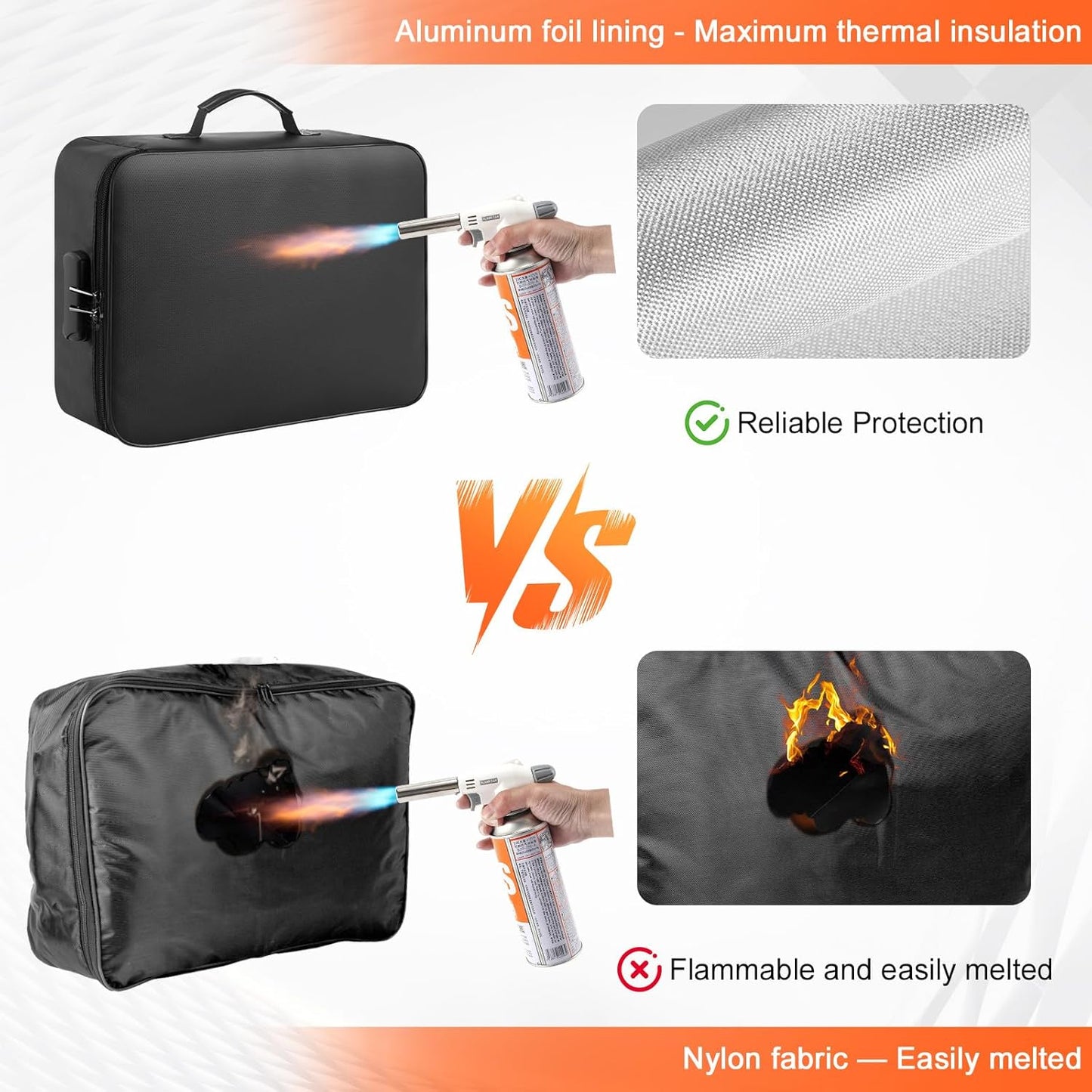 5200°F Fireproof Document Bag with Lock - Mondoshop Heat-Insulated Fireproof Document Box, Important Document Organizer, Portable Travel Fireproof Safe for Home Document, Passport, Laptop, Cards(Soft)