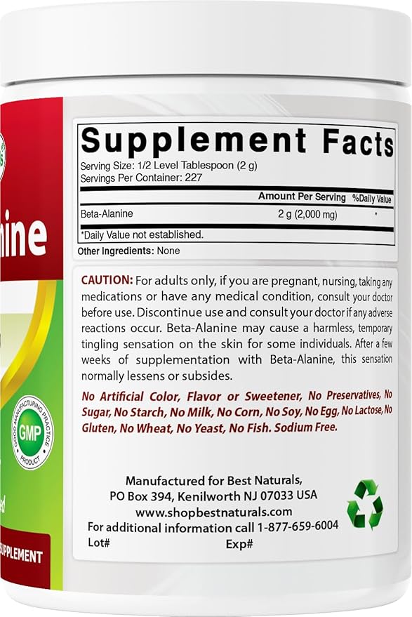 Best Naturals Beta Alanine Pure Powder 1 Pound (1 LB (Pack of 1))