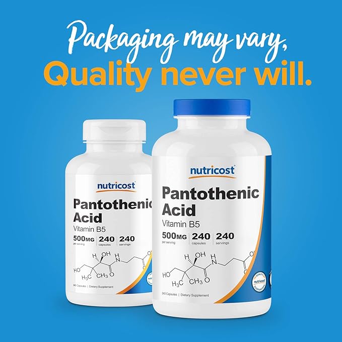 Nutricost Pantothenic Acid (Vitamin B5) 500mg, 240 Capsules (2 Bottles)