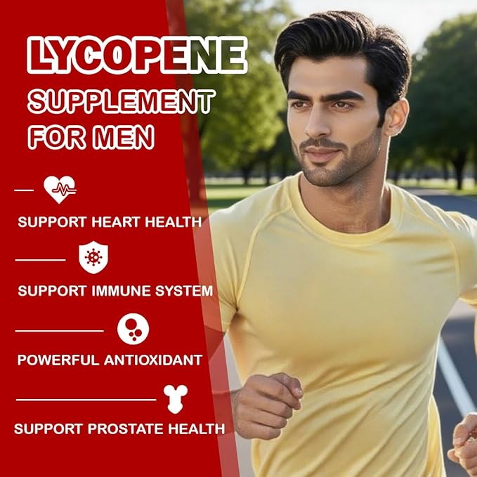 Lycopene Supplements for Men 50mg, Natural Tomato Antioxidant Supplement, 90 Veggie Capsules-Cardiovascular Health, Immune Support & Skin Health, 3 Month Supply
