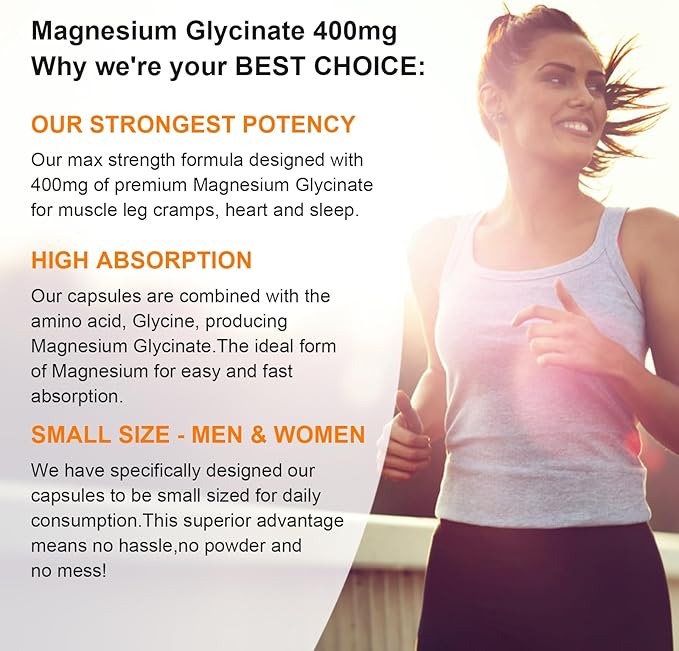 Magnesium Supplement Softgels, Easy Absorption Magnesium Glycinate 400mg with Vitamin B6,D3, High Bioavailability Magnesium for Sleep & Calm Support, Nervous, Muscle & Bone Health,180count