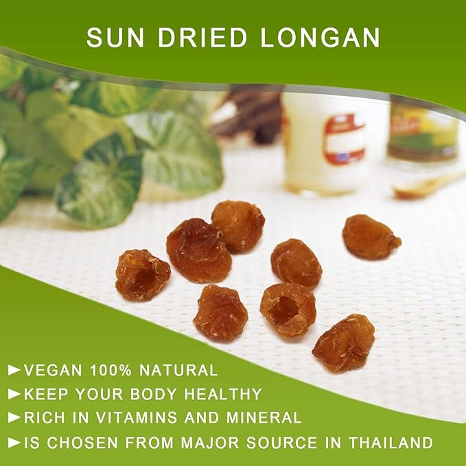 Natural Dried Longan Fruit 100% Fruit Meat,Thailand sun dried longan,泰國桂圓幹/龍眼乾 Packed in USA (Dried Longan-2 Pound)