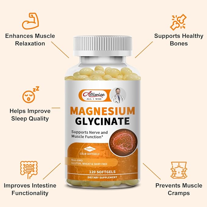 Magnesium Supplement Softgels, Easy Absorption Magnesium Glycinate 400mg with Vitamin B6,D3, High Bioavailability Magnesium for Sleep & Calm Support, Nervous, Muscle & Bone Health,180count
