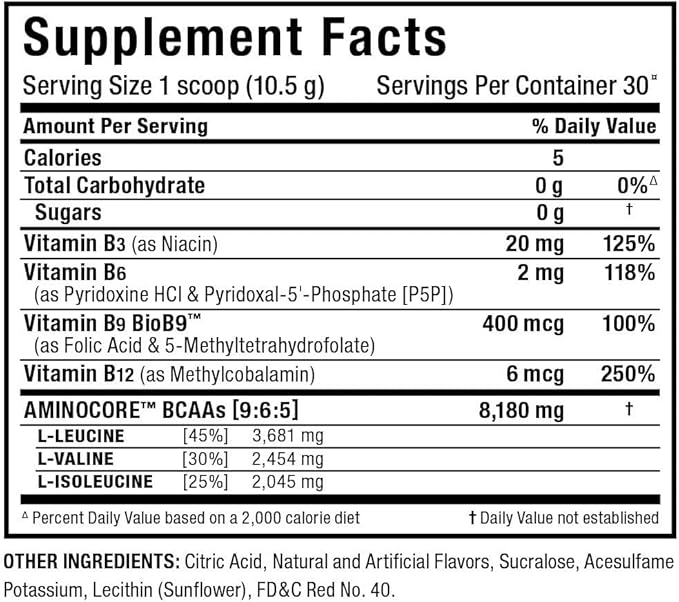 ALLMAX Nutrition AMINOCORE BCAA – 8G BCAAs – 100% Pure Branch Chained Amino Acids – Gluten Free - Pink Lemonade - 315 Gram