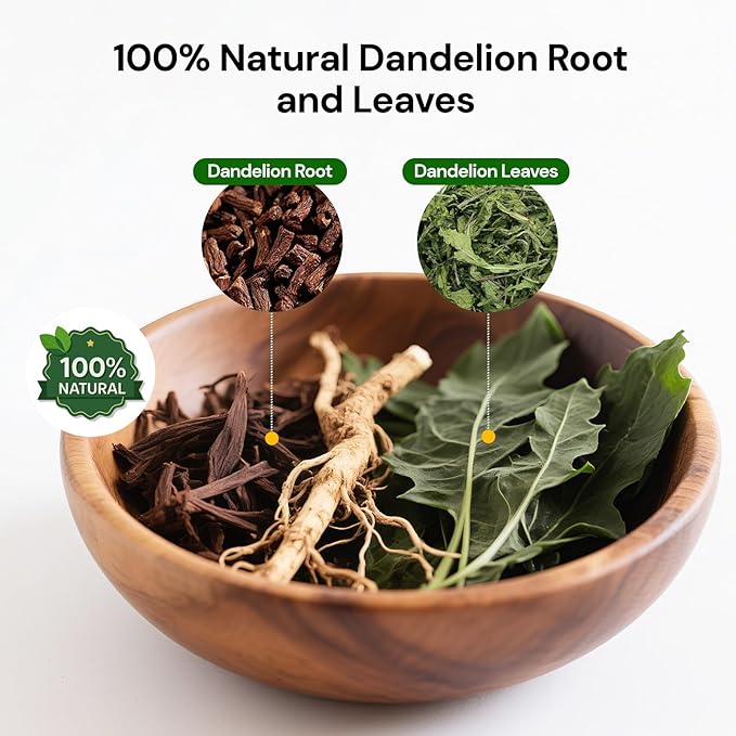 Dandelion Leaf and Root Tea bags, Natural Chinese Detox Herbal Dandelion Tea Support Liver & Kidney Health and Promote Digestion Te De Diente De Leon, Caffeine Free (100 Teabags)