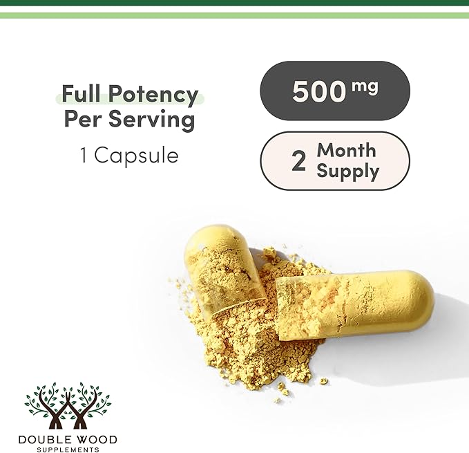 Berberine Supplement 500mg, 60 Capsules (Third Party Tested, Non-GMO, Gluten Free, Vegan Safe) AMPK Activator - Berberine HCL for Cardiovascular Health by Double Wood