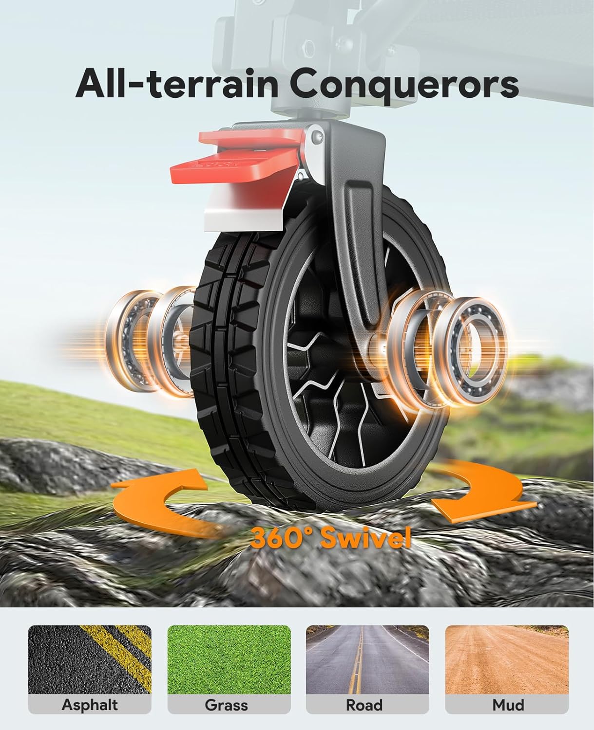 Wagons Carts Foldable, Collapsible Foldable Wagon 330lbs Capacity, 180L Large Capacity Wagon with All-Terrain Wheels,Heavy Duty Utility Wagon Cart with Brakes for Beach Camping Shopping, Grey