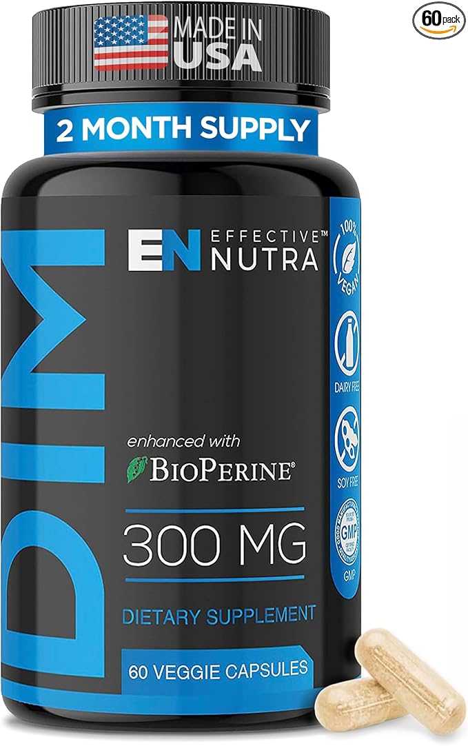 Dim Supplement 300mg Capsule - Extra Strength Diindolylmethane DIM + BioPerine - Estrogen Blocker for Men & Women - Estrogen Balance, Metabolism, Hormone, Menopause, Acne, PCOS