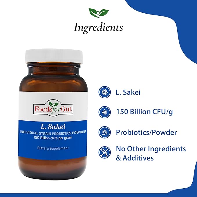 Lactobacillus Sakei Probiotic Powder 150 Billion cfu's | Made in USA | No Additives | Sinus and Sinusitis Relief | High Potency | L. Sakei | 60 Grams (2.11 Oz)