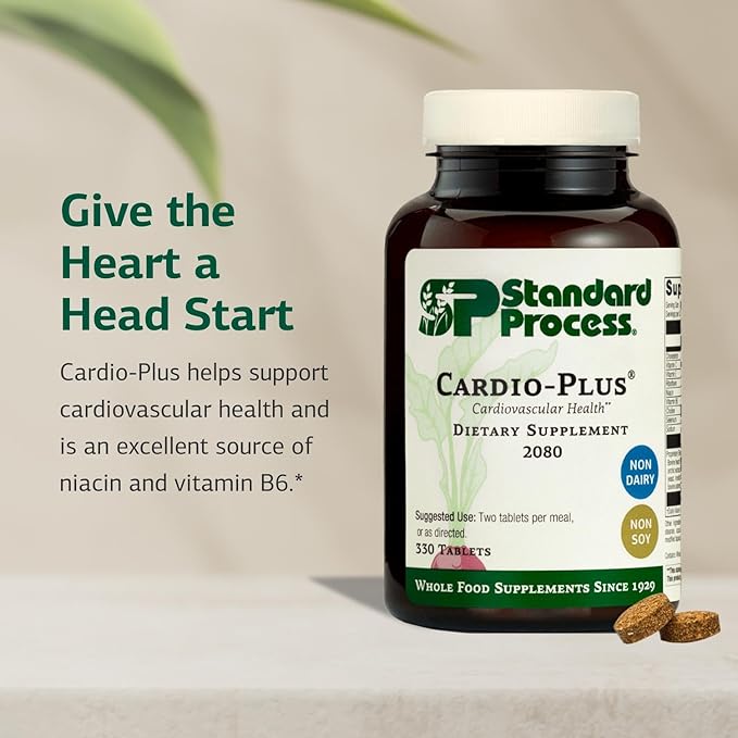 Standard Process Inc. Cardio-Plus - Antioxidant Support - Heart Health, Circulation & Blood Flow Supplement with Vitamin B6, Niacin & Riboflavin - Energy Metabolism Supplement - 330 Tablets