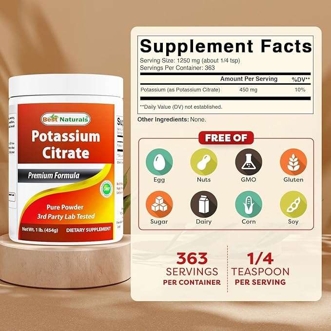 Best Naturals Potassium Citrate Pure Powder 1 Pound