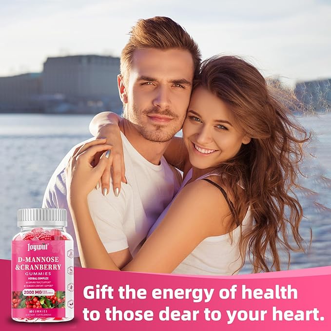 D-Mannose Gummies 2000mg with Cranberry 500mg & Hibiscus - D Mannose Chewable Supplements for Women - Liver, Bladder Flush & Urinary Tract Cleanse Health Supplement, 60 Counts