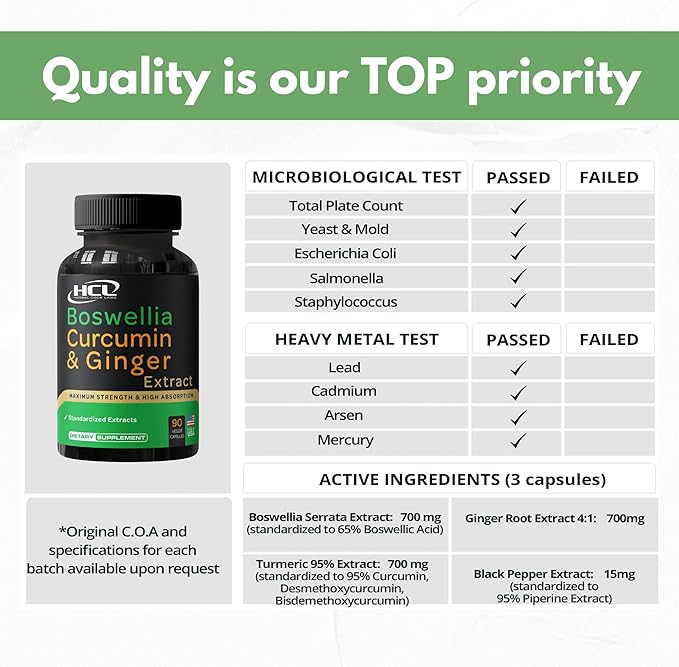 Boswellia Curcumin Ginger Extracts Supplement – Strong 95% Curcuminoids Natural Support Pills for Mobility & Flexibility – Extra Strength Boswelia with Turmeric Curcumin Organic Ginger Supplement