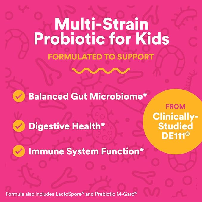 SmartyPants Kids Probiotic Gummies for Digestive Health: 2 Billion CFU Gut Health and Immune Support Supplement, Clinically Studied Probiotic, Gluten Free, Grape, 30 Count (30 Day Supply)