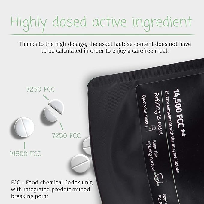 LactoJoy Lactase Pills 14,500 I 45 Pieces I Powerful Lactase Enzymes for Lactose Intolerance I Ultra Pure Lactase for Improved Digestion I No Silicon Dioxide, No Artificial Flavors, No Sucralose