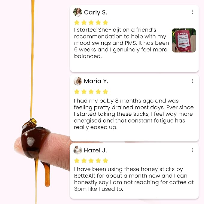 SHE-Lajit Strawberry Honeysticks | Shilajit for Women - Shatavari & Saffron for hormonal Balance & Energy | Tasty Shilajit Honeysticks with Pure Himalayan Shilajit | 30 Sticks