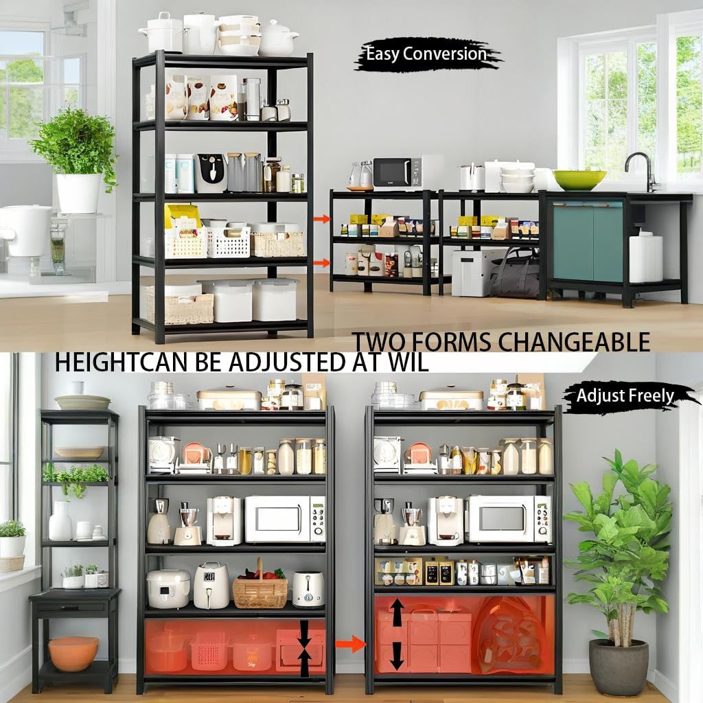 Standing Shelf Units Heavy Duty Storage Rack Industrial Wire Mesh Shelving Double Layer Support Floor Mount Black for Garage Warehouse Storage 84" H x 59.5" W x 23.5" D 6-Tier 4200LBS