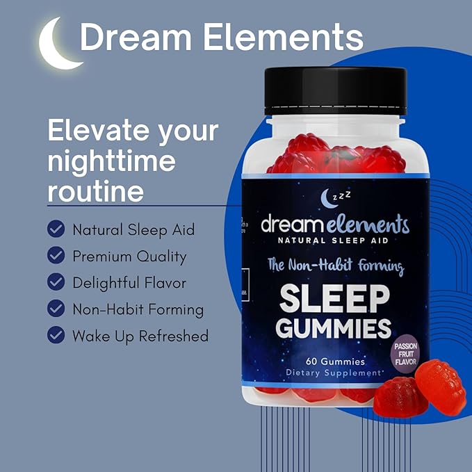 Sleep Supplement Gummies - All Natural, Passion Fruit Flavor, 60ct