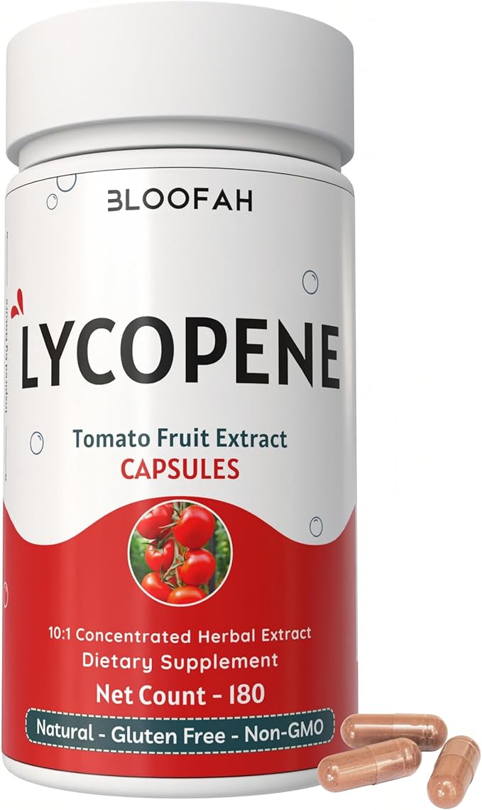 Lycopene Tomato Extract 500mg Capsules | Natural Lycopene Rich Herbal Supplement | Naturally-Occurring Carotenoid | 100% Pure, Non-GMO & Gluten Free Formula - 180 Count
