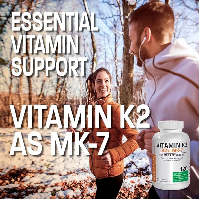 Bronson Vitamin K2 as MK-7 Menaquinone 100 mcg Non-GMO, 60 Capsules