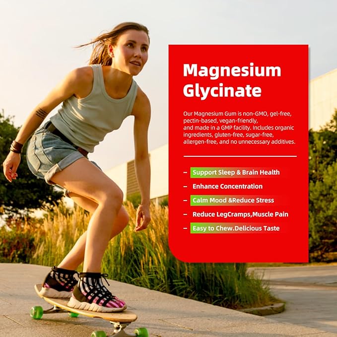 Magnesium Glycinate Gummies 1000mg - Sugar Free Magnesium Potassium Supplement with Vitamin D, B6, CoQ10 for Calm Mood & Sleep Support - 120 Strawberry Gummies