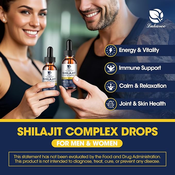 (2 Pack) 16-in-1 Himalayan Shilajit Drops for Men and Women, Ashwagandha, Ginseng, Turmeric, Rhodiola, Amla, Sea Moss, Liquid Vitamin Supplement with 85+ Trace Minerals and Fulvic Acid, 2 FL Oz