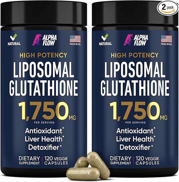 (2 Pack) Liposomal Glutathione 1100mg – High Absorption Glutathione Supplement with Vitamin C, ALA & Phospholipid Complex – Liver Function, Skin & Immune Support – 240 Vegan Capsules