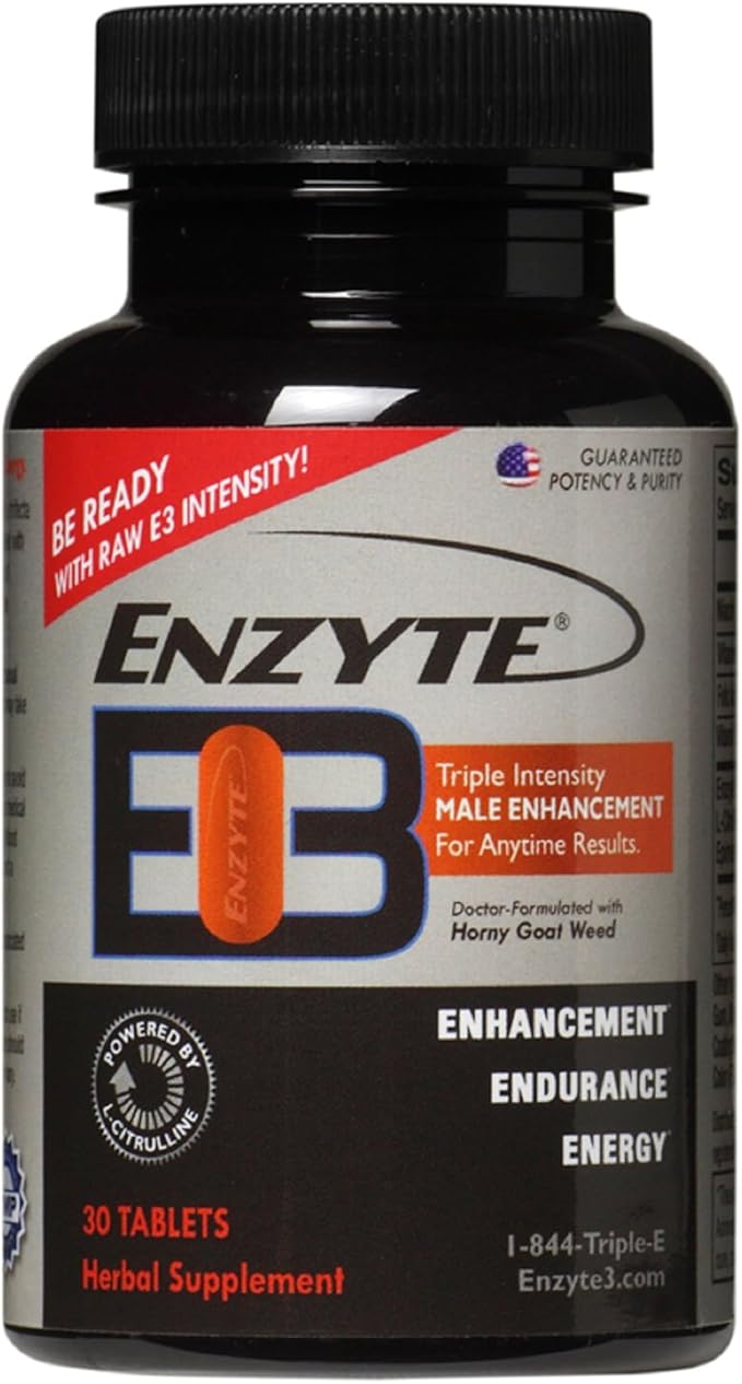 Enzyte3® Natural Male Enhancement Supplement for Energy and Endurance - L-Citrulline, Epimedium, Guarana Seed Extract, & Horny Goat Weed and More 30 Day Supply - 6 Pack Bundle