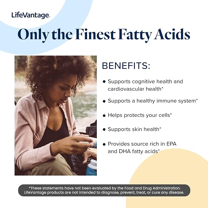 LifeVantage - Omega+ - Supplement 3-in-1 Blend of Omega-3 & 7, Vitamin D and for Brain, Cardiovascular, Skin Health and Immunity - 90 Softgels