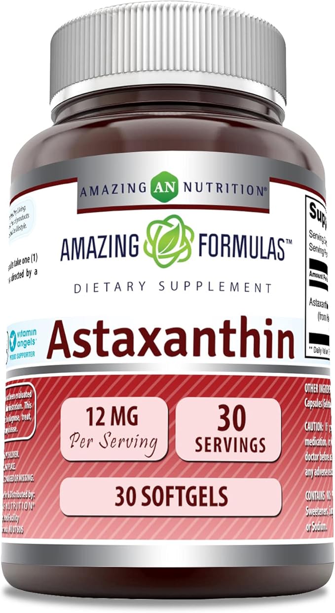 Amazing Formulas Astaxanthin 12mg Softgels Supplement | Non-GMO | Gluten Free (30)