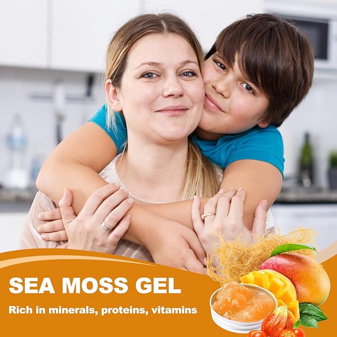 Sea Moss Gel, Raw Flavored Irish Seamoss Gel Immune and Digestive Support Vitamin Mineral Supplements, Ashwagandha Mango Flavor 18.5oz