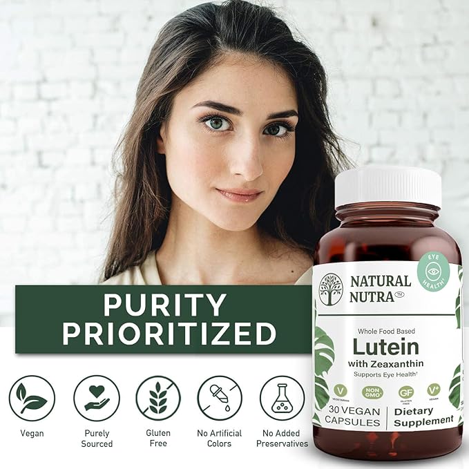 Natural Nutra Lutein and Zeaxanthin Supplement, Maintain Vision Health, Protects Cell in Eyes, Enhance Level of Zeaxanthin & Isomers, Support Eye Health, Gluten Free, Soy Free, 20mg - 30 Capsules