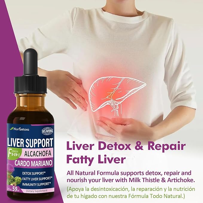 Milk Thistle Liver Support Drops for Fatty Liver, Alcachofa y Cardo Mariano para el Higado Graso, Liver Detox Formula w/Artichoke, Herbal Extract Liquid. (Milk Thistle, 4 oz)