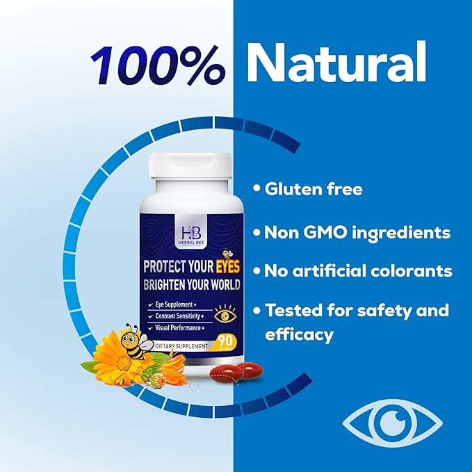 Eye Supplement - Lutein 10mg, Meso-Zeaxanthin 10mg, Zeaxanthin 2mg - Eye Vitamins Supports Vision, Blue Light Protection & Macular Health - Natural Antioxidant Formula | 90 Softgels