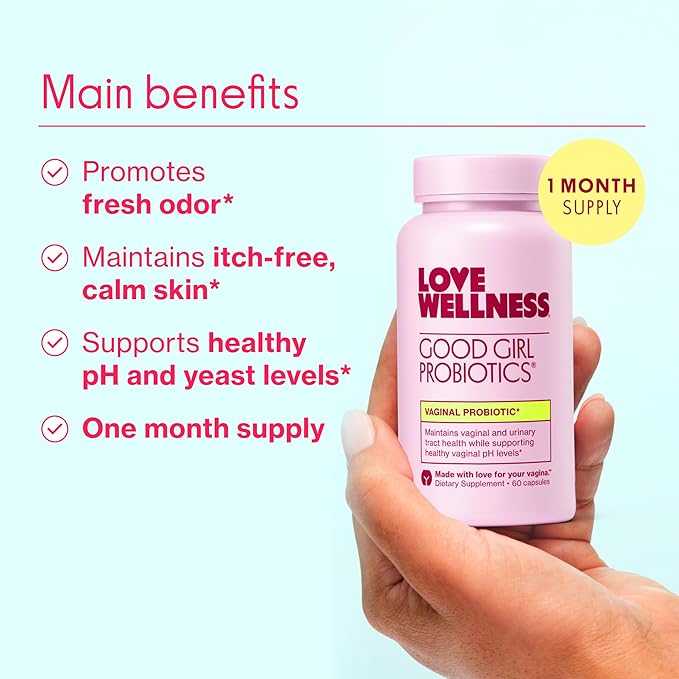 Love Wellness Good Girl Probiotics | Women's Vaginal Health Supplement | Vaginal Probiotics for Women pH Balance & Urinary Tract Health | Support Vaginal Odor & Flora | Old Formula | 30 Day Supply