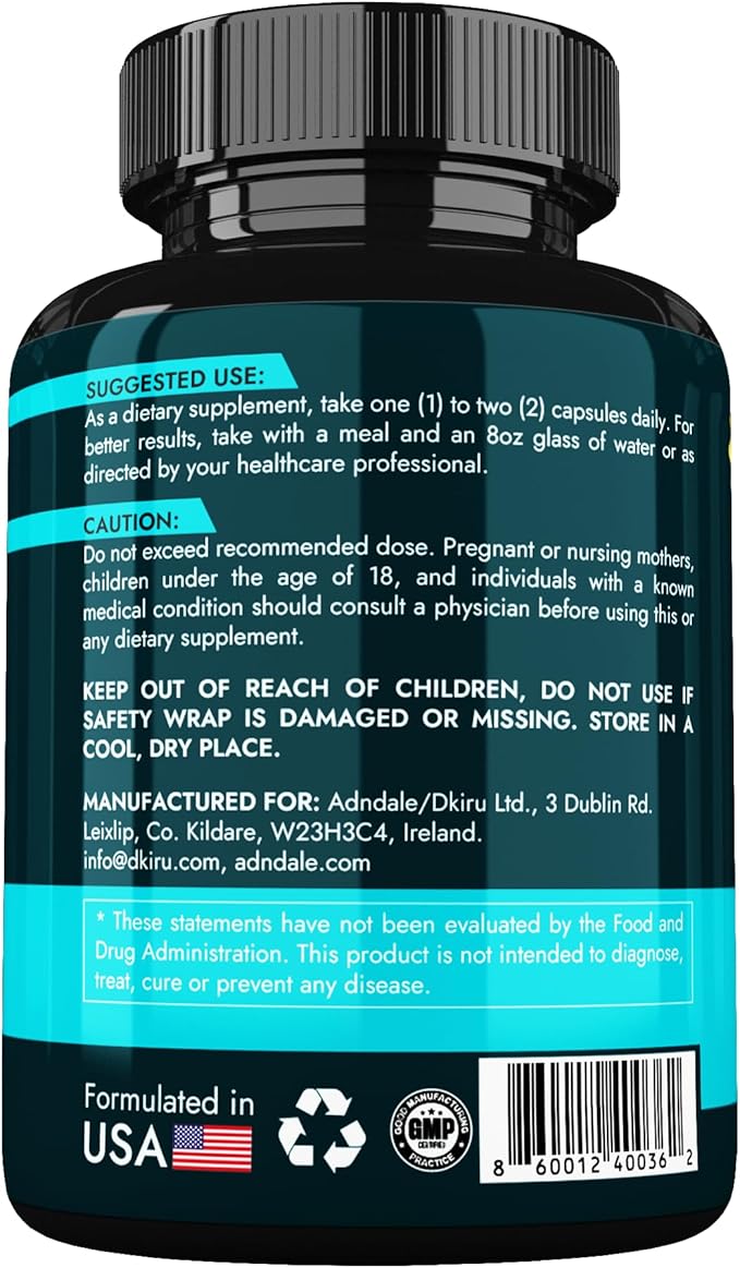 Adndale Sea Moss Capsules with Lion's Mane, Rhodiola Rosea, Shilajit for Women and Men Energy, Focus, Immune Support - 90 Count