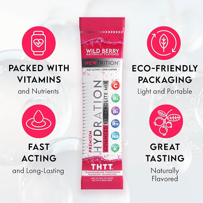 Hydration Powder, Electrolyte Powder Packets, Naturally Flavored Hydrating Packets for Water, Fast Acting Hydrate Electrolytes with Vitamins C & D