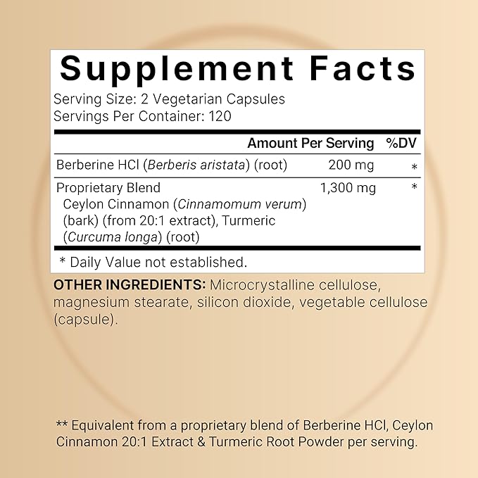 Berberine Supplement 1500mg with 1000mg Ceylon Cinnamon & 300mg Turmeric, 240 Veggie Capsules | 97% Pure Berberine HCL | Supports Balanced Sugar Levels & Heart Health | Vegan, Non-GMO