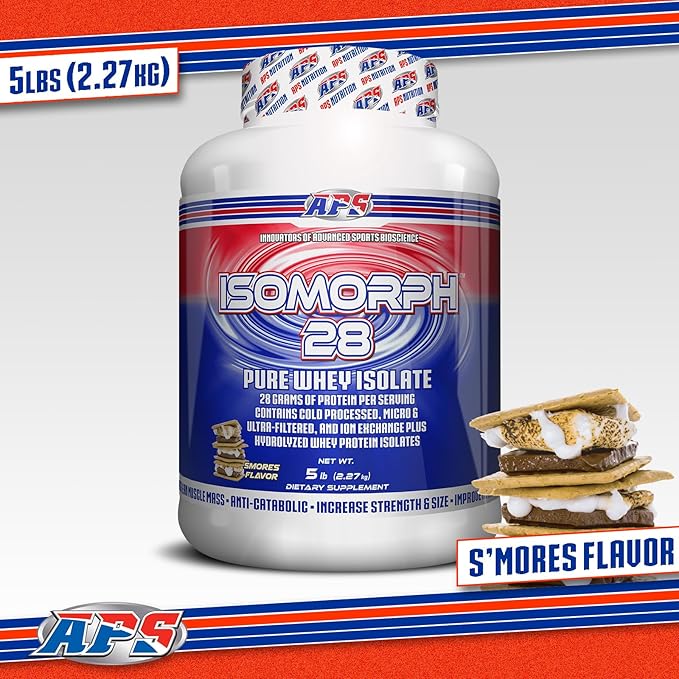 APS Nutrition Isomorph 28 Protein Powder | Pure Whey Isolate | Cold Pressed, Ultra- Filtered, & Ion Exchange Isolates | 28g Protein | 5 Pound (S’Mores)