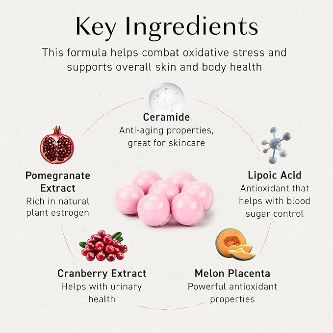 Pomegranate Balls, Chewable Supplement with Natural Vitamins, Minerals, Citric Acids & Tannins, Japanese Pomegranate Supplements for Women, 2 Month Supply, 360 Count Bottle, Pack of 1