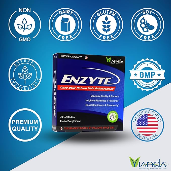 Enzyte® Natural Male Enhancement Bundle for Quality and Stamina with Asian Ginseng, Ginkgo Biloba, Grape Seed Extract, Horny Goat Weed - 4 Pack Bundle