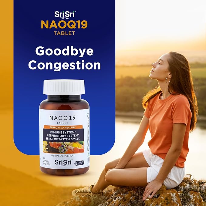 SRI SRI TATTVA NAOQ19 Immunity Support – Ayurvedic Herbal Supplement with Ashwagandha, Turmeric, Licorice, Tulsi, Andrographis – Respiratory & Adrenal Support – 19 Herbs & Adaptogens – 90 Capsules
