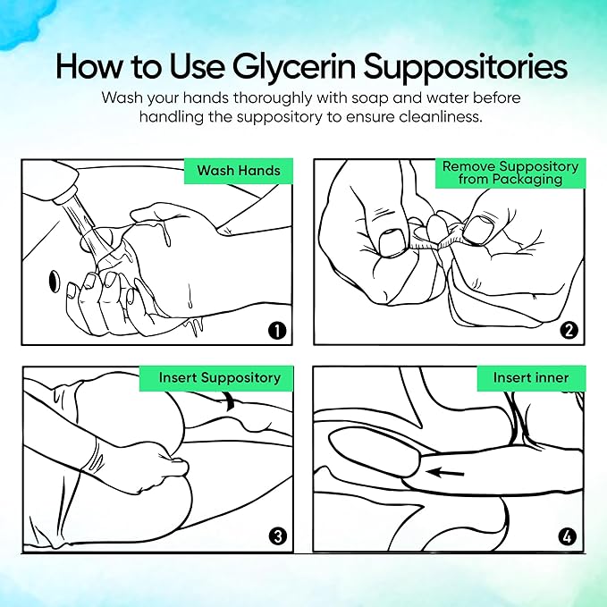 Glycerin Suppositories – 100 Adult Size Laxative Suppositories for Men and Women – Fast and Gentle Relief Suppositories for Constipation – Comfortable Shape Adult Suppository (24 PK)