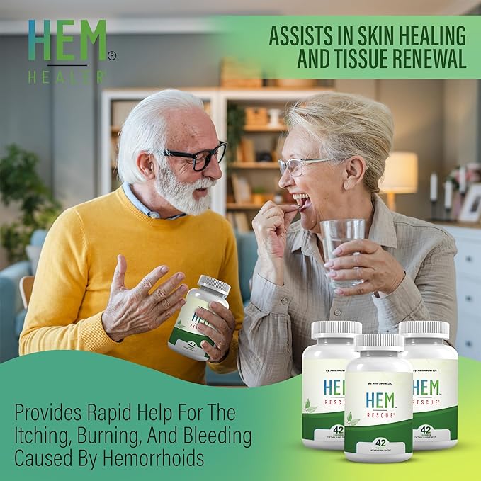 Hem Rescue Hemorrhoid Treatment Supplement - All Natural, Reduces Discomfort and Swelling, Boosts Blood Flow, Oral Botanical Blend, Made in USA - (3 Bottle Pack)