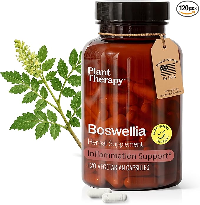 Plant Therapy Boswellia Extract Capsules Manufactured in USA 4 Month Supply Supports Joint Flexibility, Comfort, Soothes Discomfort and Healthy Skin Supplements for Women & Men 120 Vegetarian Capsules