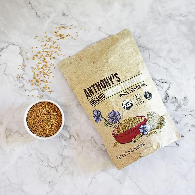 Anthony's Organic Whole Golden Flaxseeds, 1.5 lb, Gluten Free, Non-GMO, Vegan