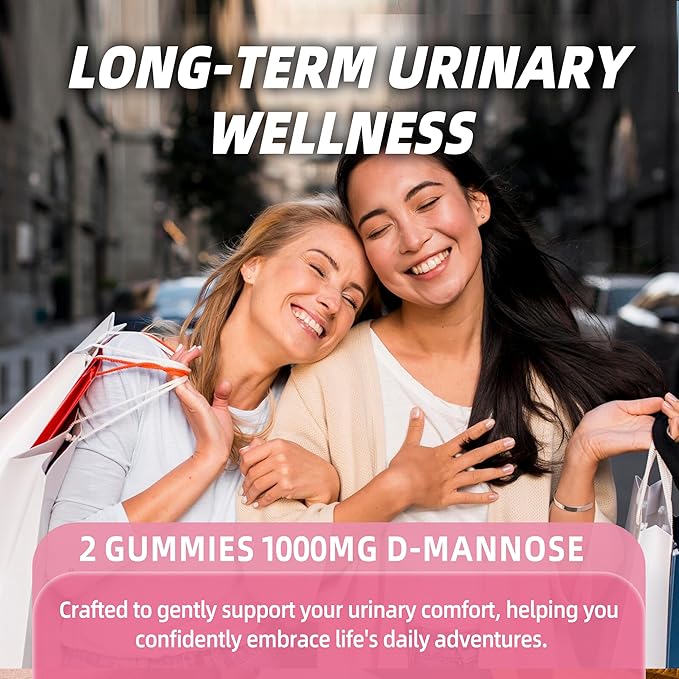 D-Mannose Gummies 2000mg with Cranberry 500mg & Hibiscus - D Mannose Chewable Supplements for Women - Liver, Bladder Flush & Urinary Tract Cleanse Health Supplement, 60 Counts