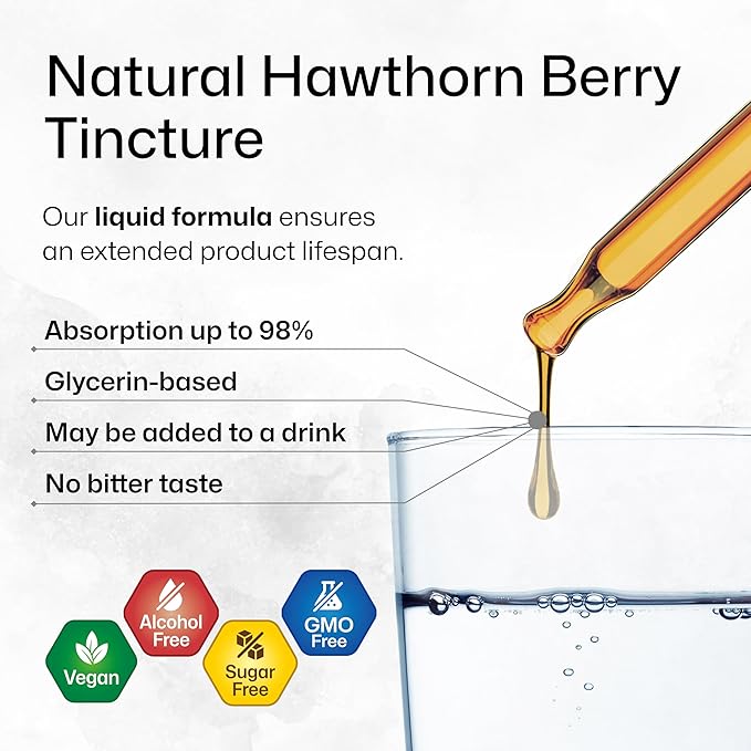 BIO KRAUTER Hawthorn Berry Extract - Vegan Hawthorne Supplement - Alcohol and Sugar Free - 2 Fl.Oz.