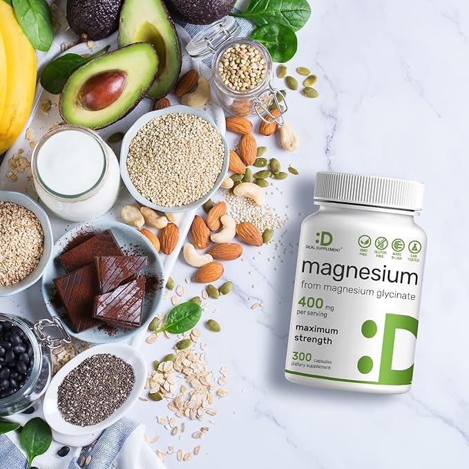 Magnesium Glycinate 400mg, 300 Capsules | 100% Chelated for Easy Absorption | Essential Mineral Supplement for Muscle, Sleep, & Heart Health