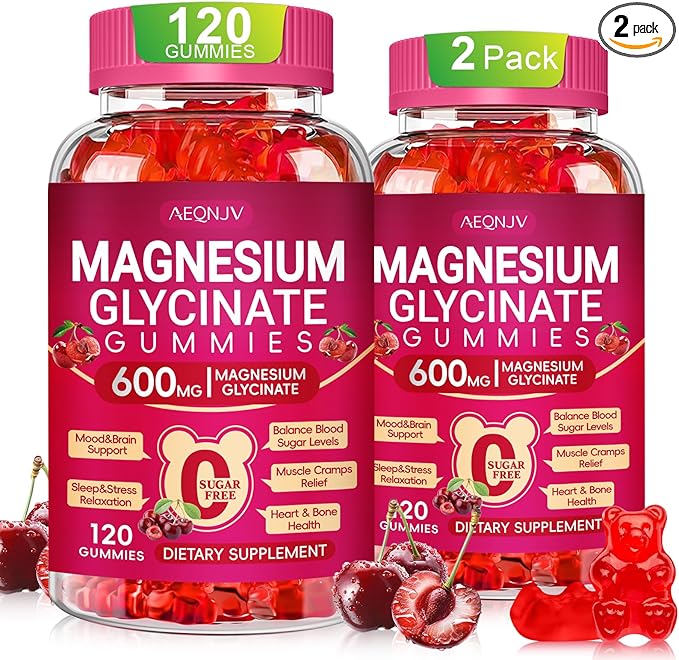 Magnesium Glycinate Gummies 600mg for Women and Men, High Absorption Magnesium Glycinate with Vitamin D, B6, and CoQ10 for Calm Support & Sleep, Sugar Free, Vegan, 120 Count